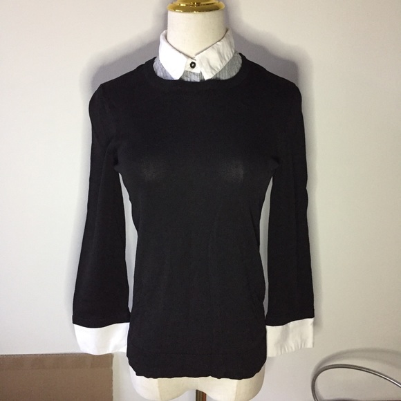 RW&CO Women's Black Top with detachable Collar - Picture 1 of 12